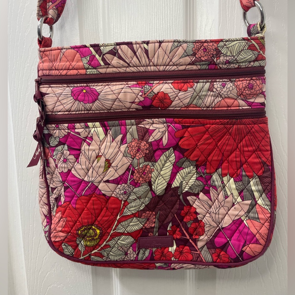 Vera Bradley Bag Triple Zip Hipster Crossbody Bohemian Blooms Retired Coral